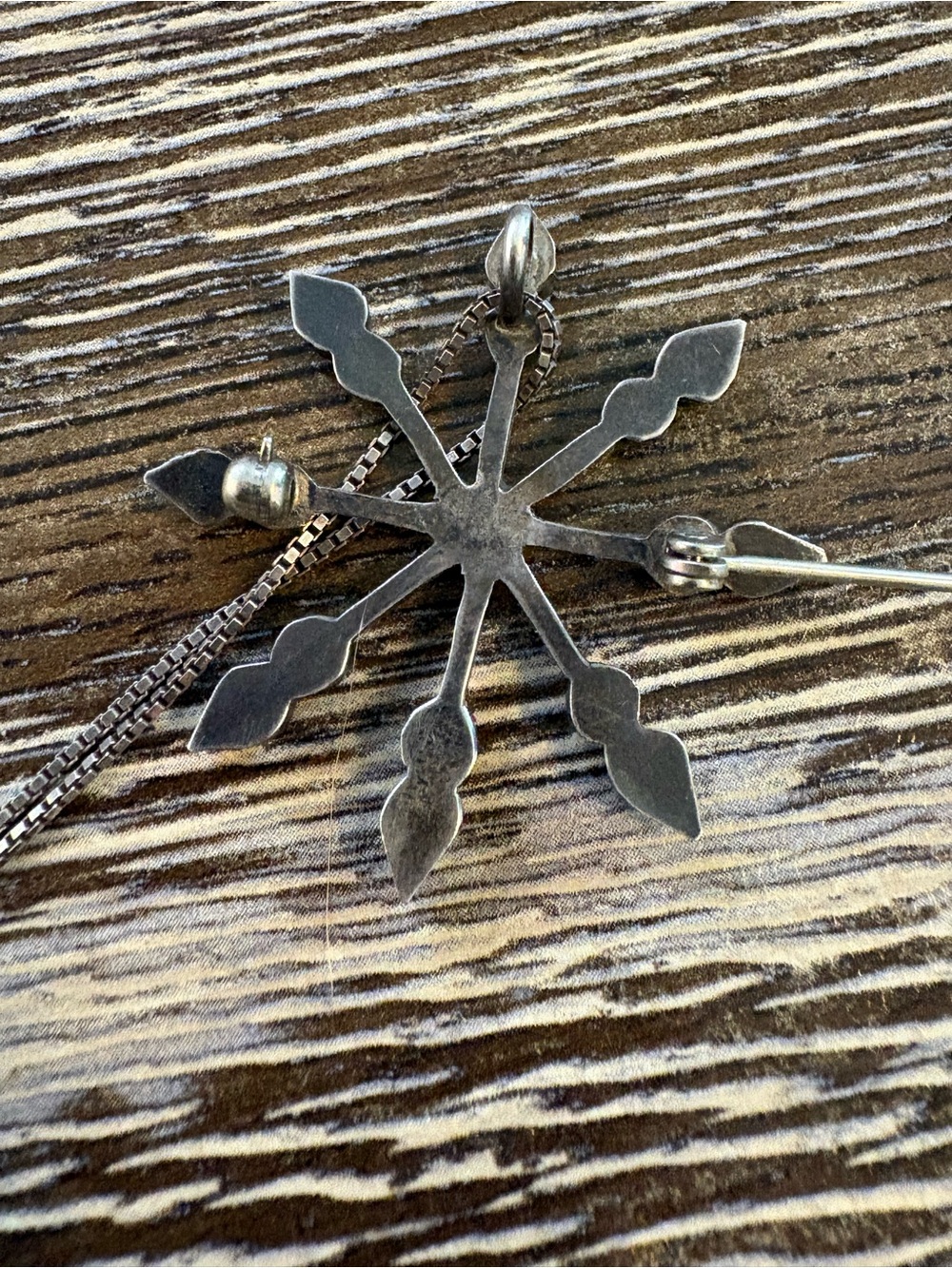 Zuni Vera Halusewa Sterling Silver Turquoise Snowflake Pin Pendant Necklace - Picture 9 of 17
